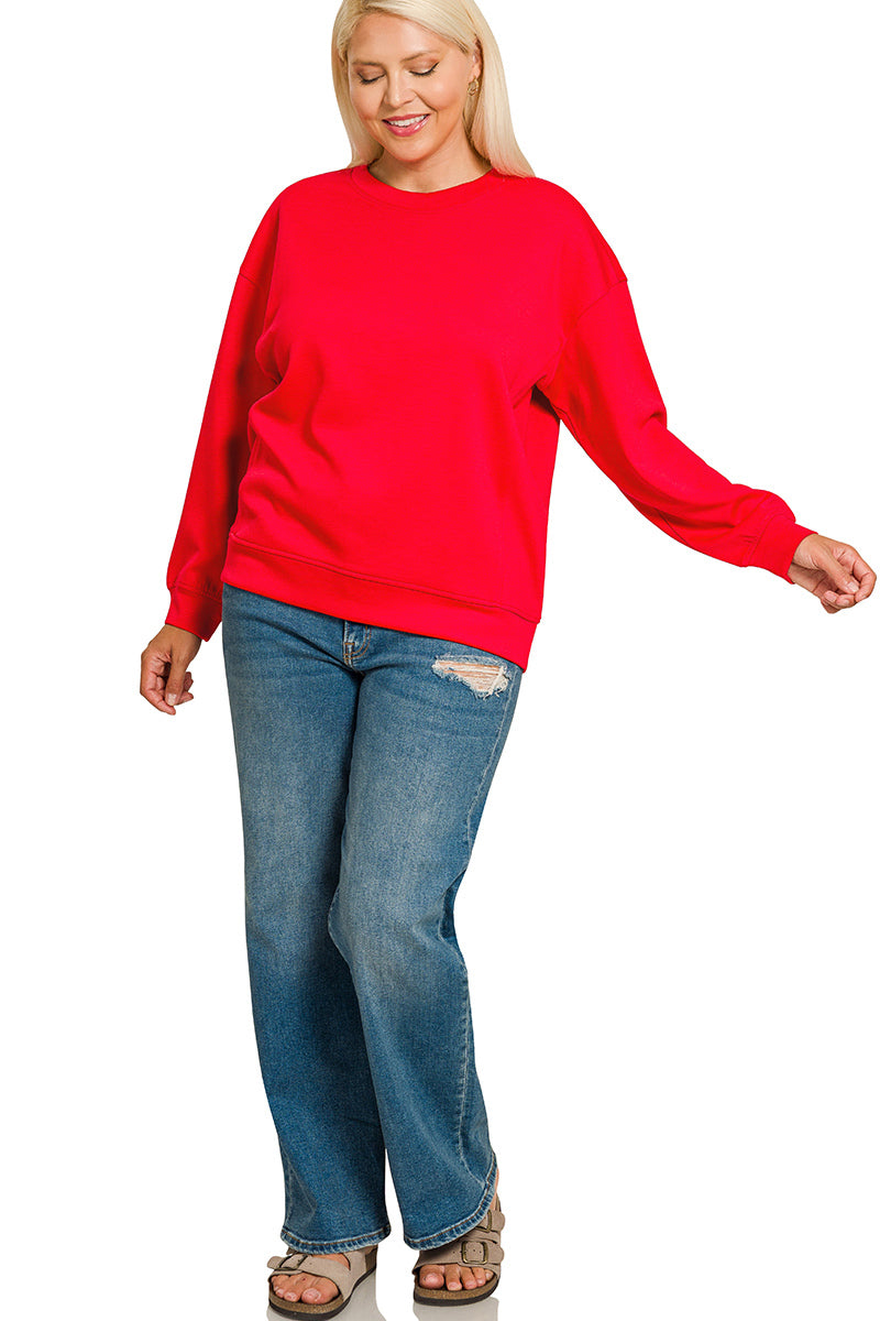 Red Soft Scuba Round Neck Sweatshirt