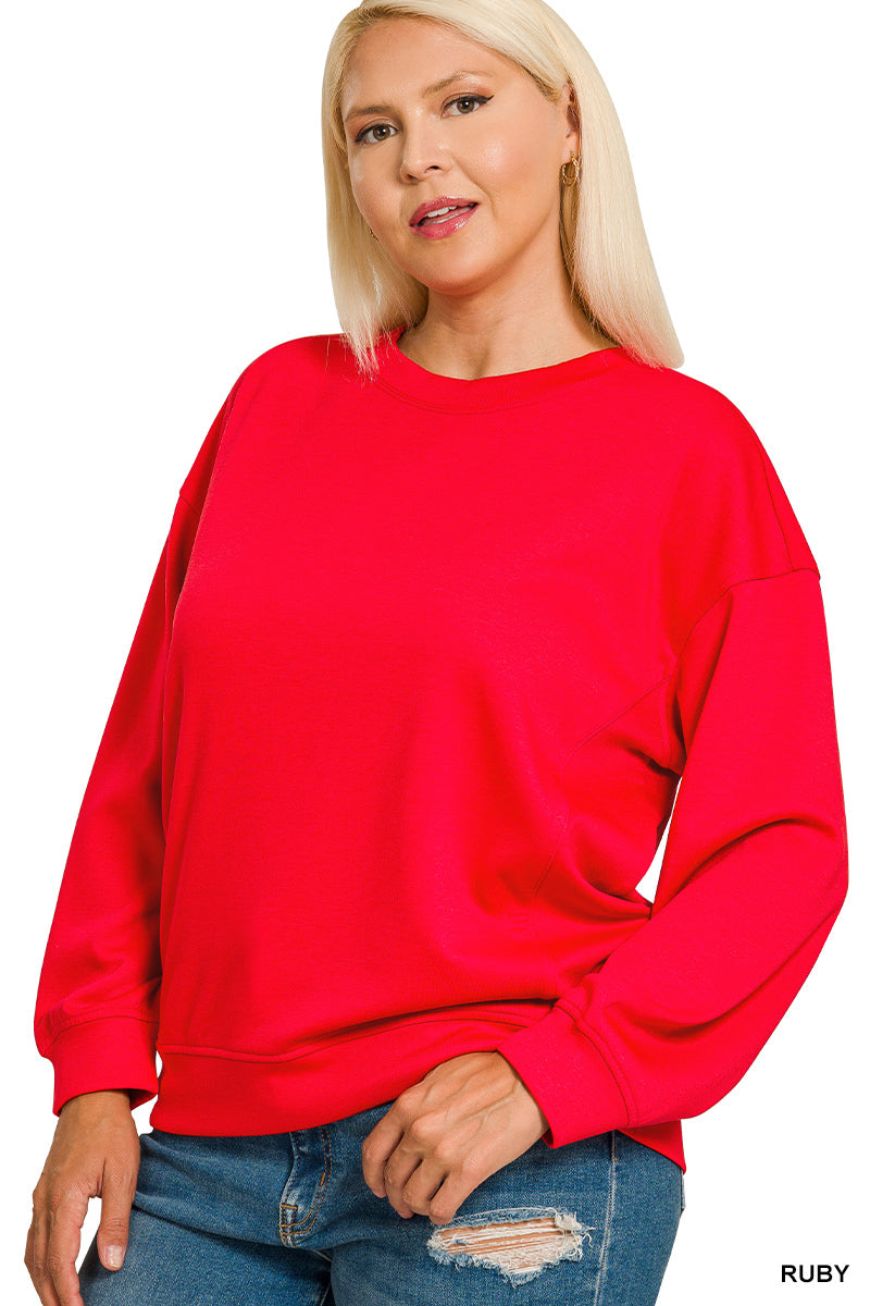 Red Soft Scuba Round Neck Sweatshirt