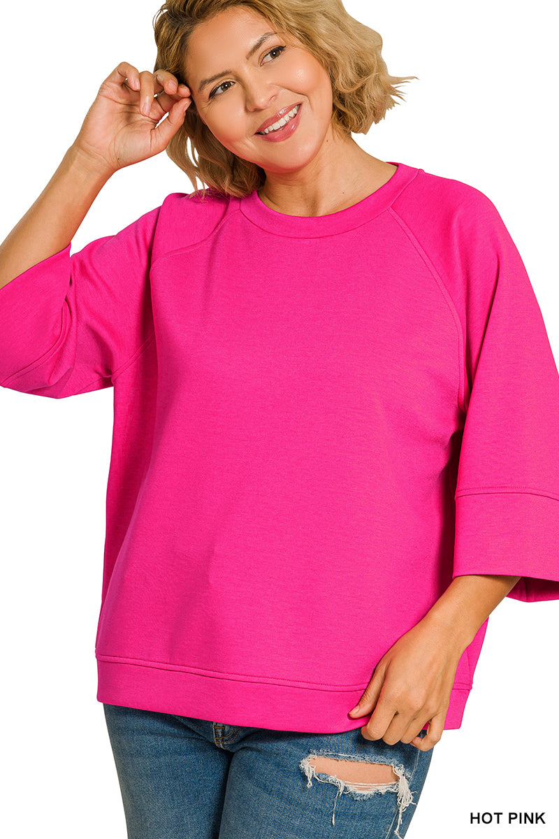 Hot Pink Scuba 3/4 top