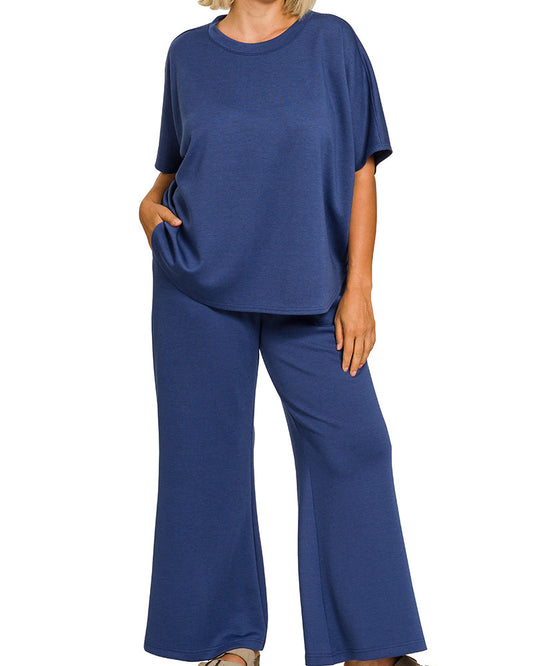 Navy Scuba Top & Pant Set - plus