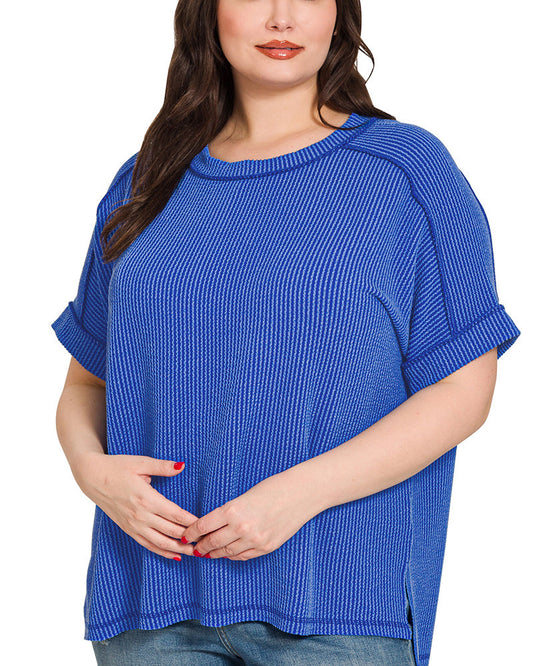 Bright Blue Ribbed Top