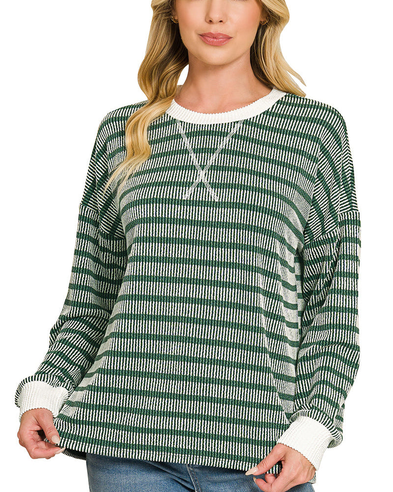 Green Stripe Pullover top