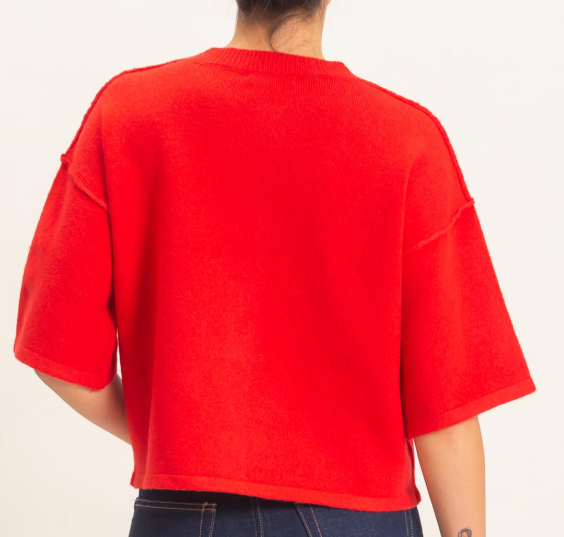 Red Button down crop sweater