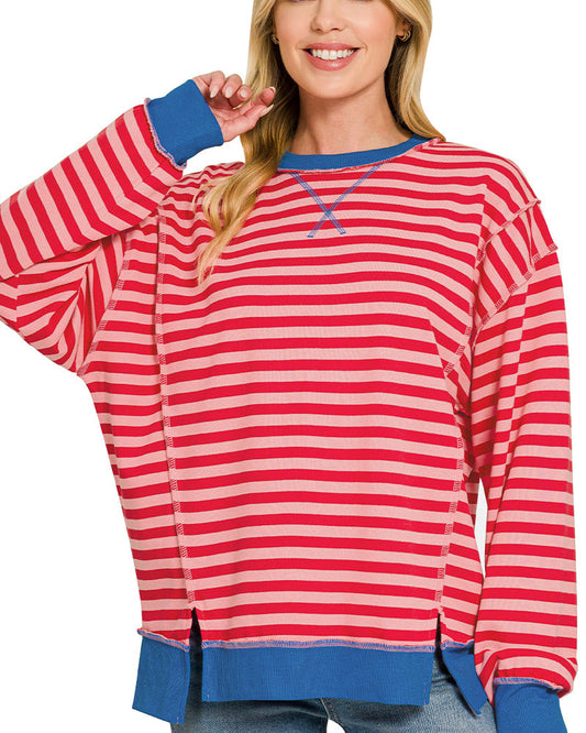 Red/Pink striped long sleeve top