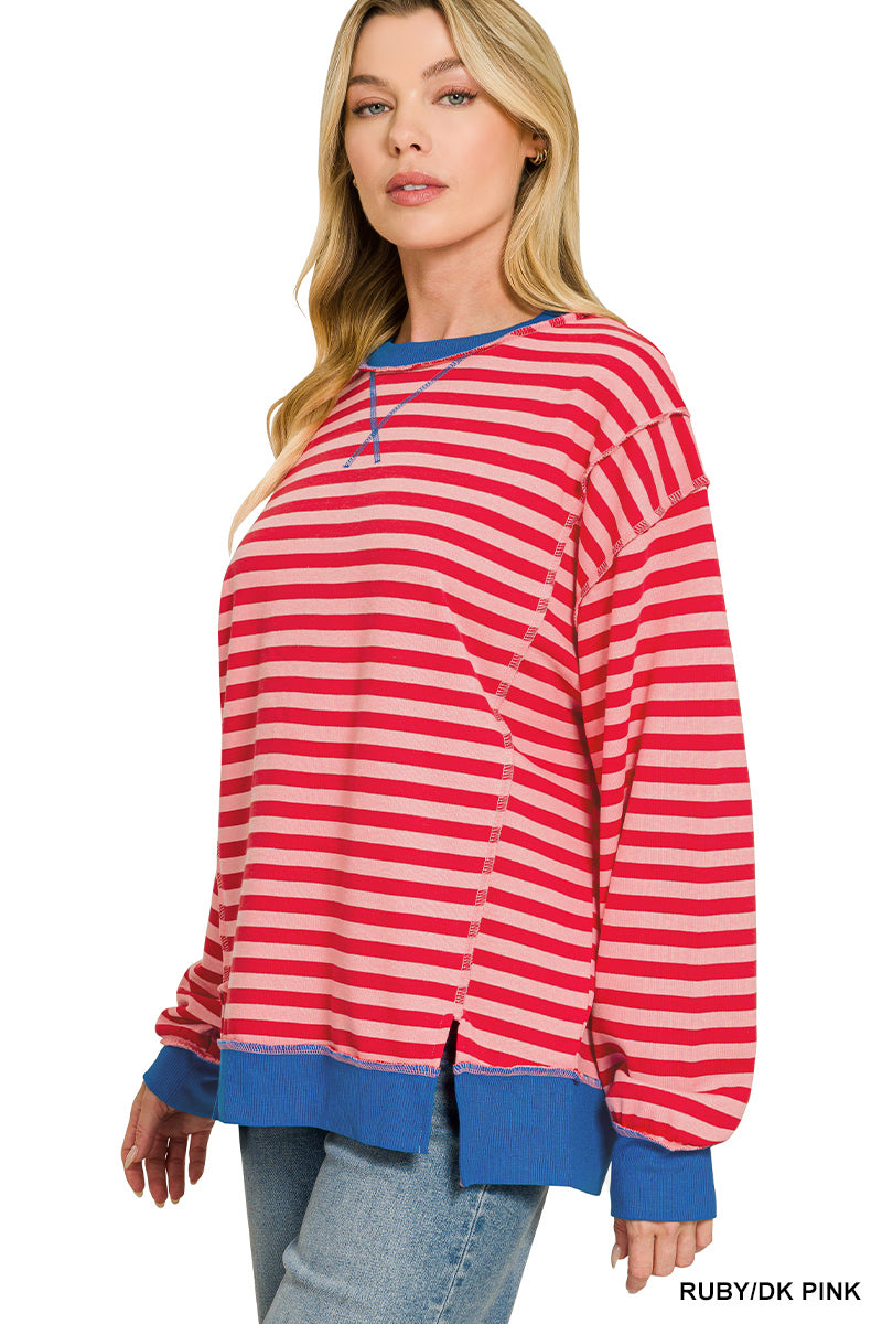 Red/Pink striped long sleeve top