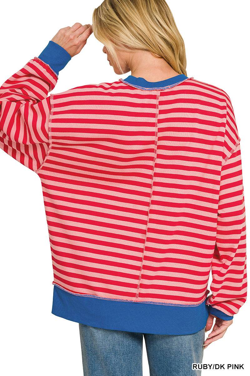 Red/Pink striped long sleeve top