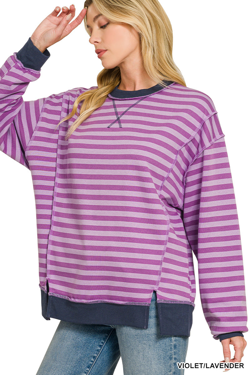Violet/Lavendar striped long sleeve top