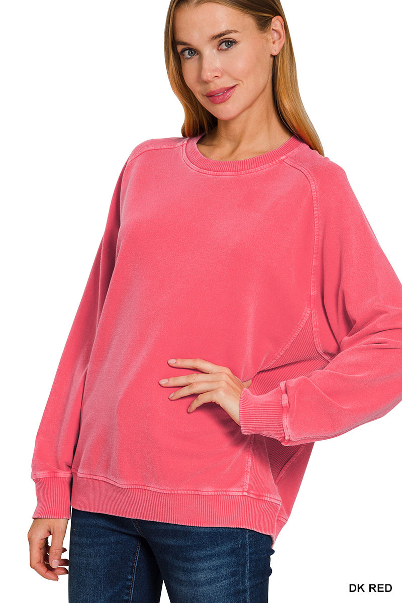 Red Terry Pigment Pullover