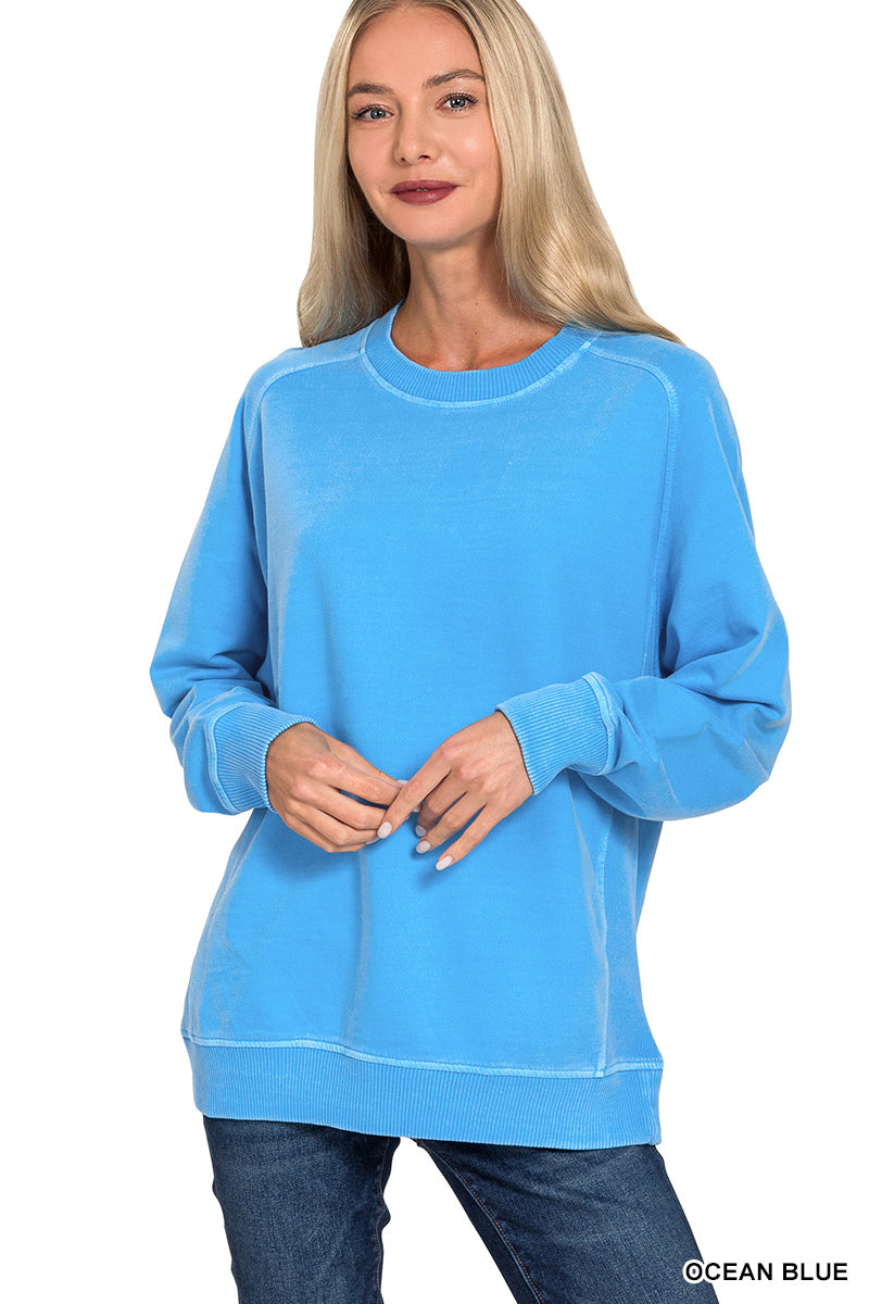 Ocean Blue Terry Pigment Pullover
