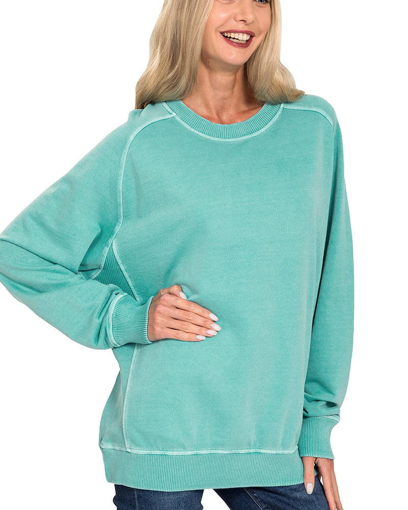 Turquoise French Pigment Pullover