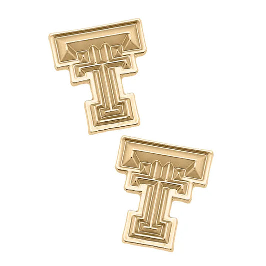 Logo 24K Gold Plated Stud Earrings