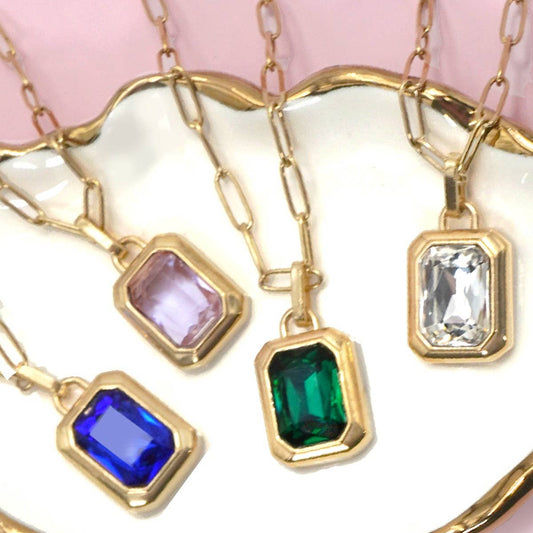 Stainless Steel Square Stone necklace