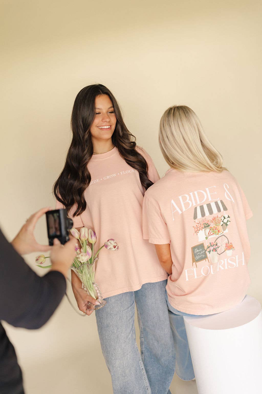 Abide and Flourish Floral Cart  Graphic Tee
