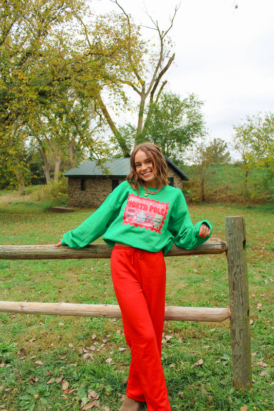 Greetings From The North Pole Green Crewneck