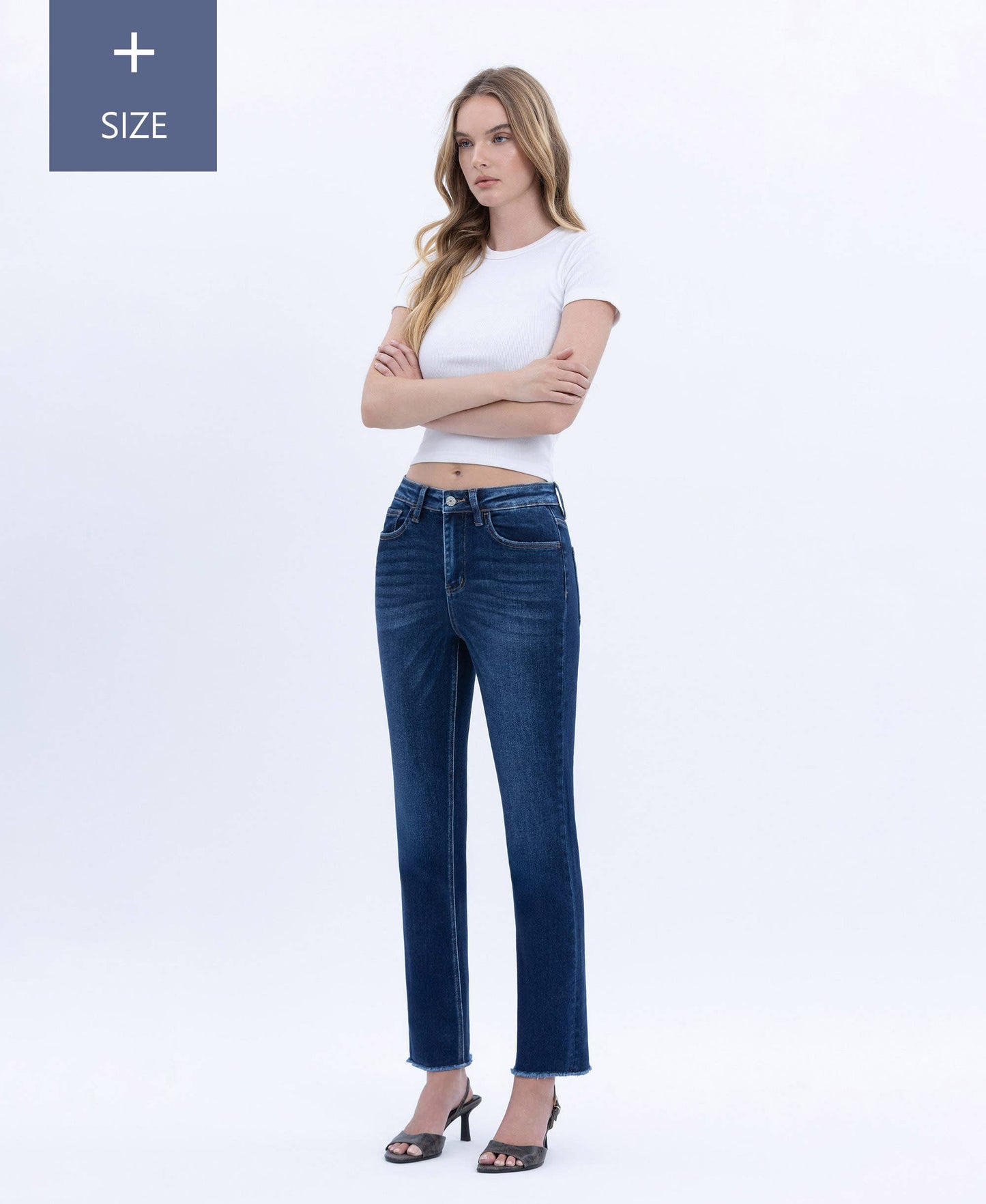 Vervet High Rise Slim Straight Dark Jean Plus