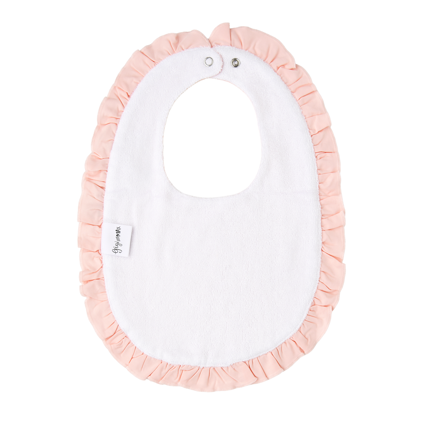Light Pink RUFFLE SNAP BIB Bamboo Keepsake Baby Accessories