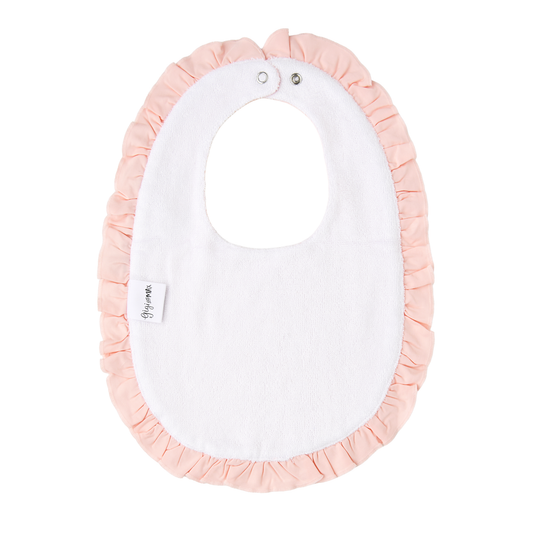Light Pink RUFFLE SNAP BIB Bamboo Keepsake Baby Accessories