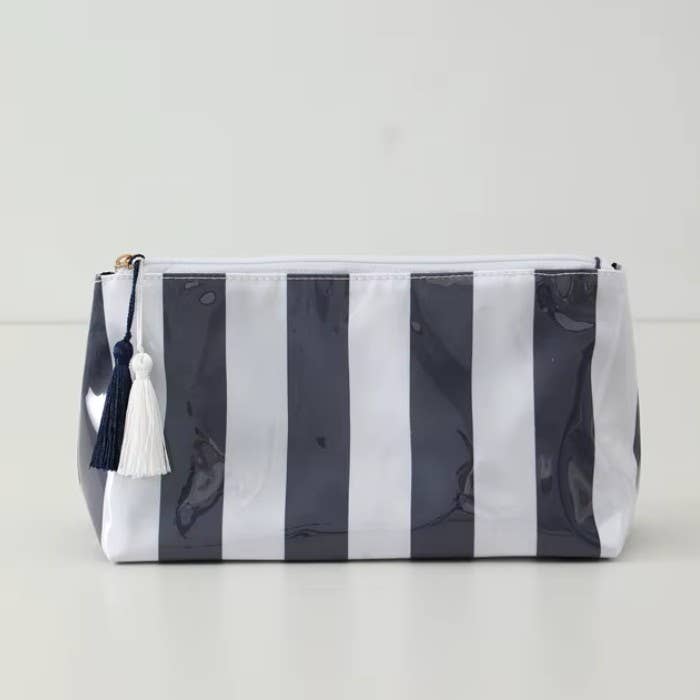 TRAVEL STRIPE COSMETIC MAKEUP POUCH BAG