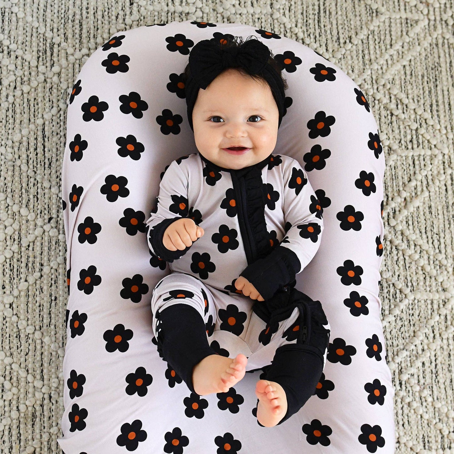 Lizzy RUFFLE ZIP Bamboo One Piece Floral Baby Outfit