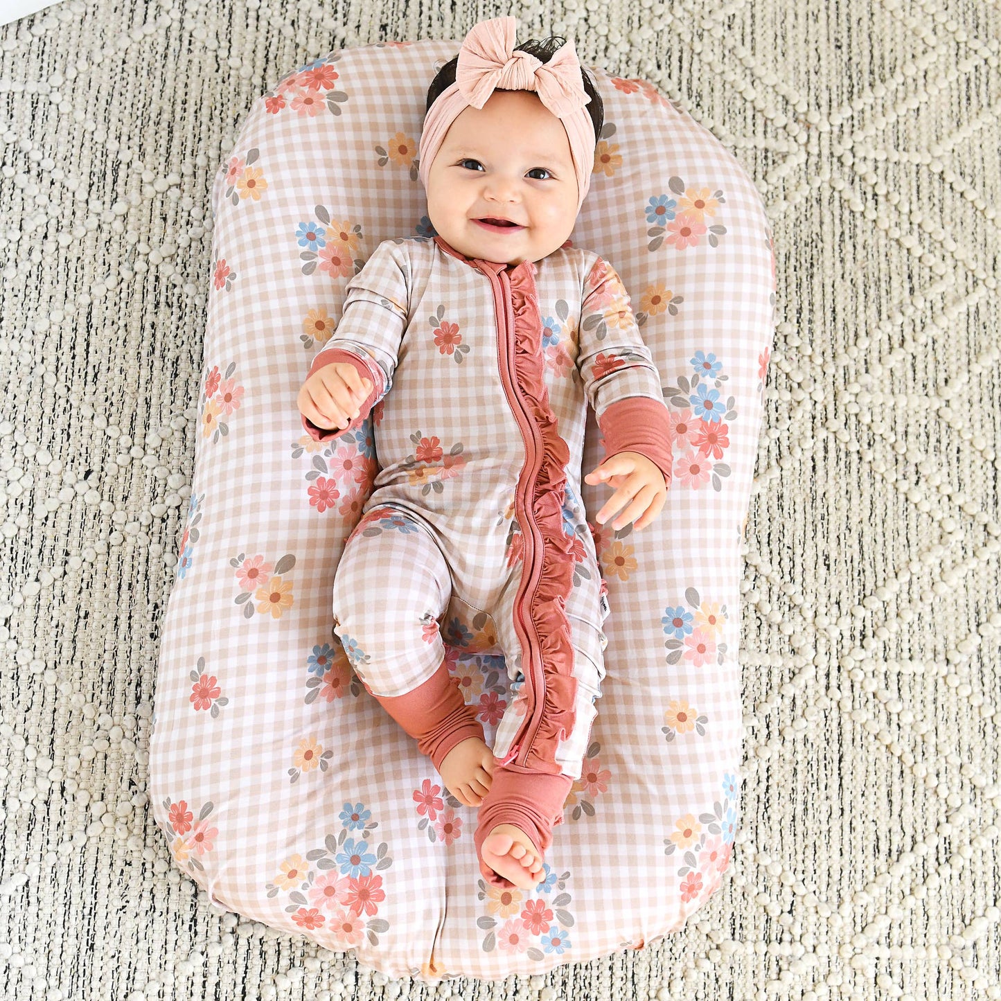 Callie RUFFLE ZIP Bamboo One Piece Floral Baby Outfit