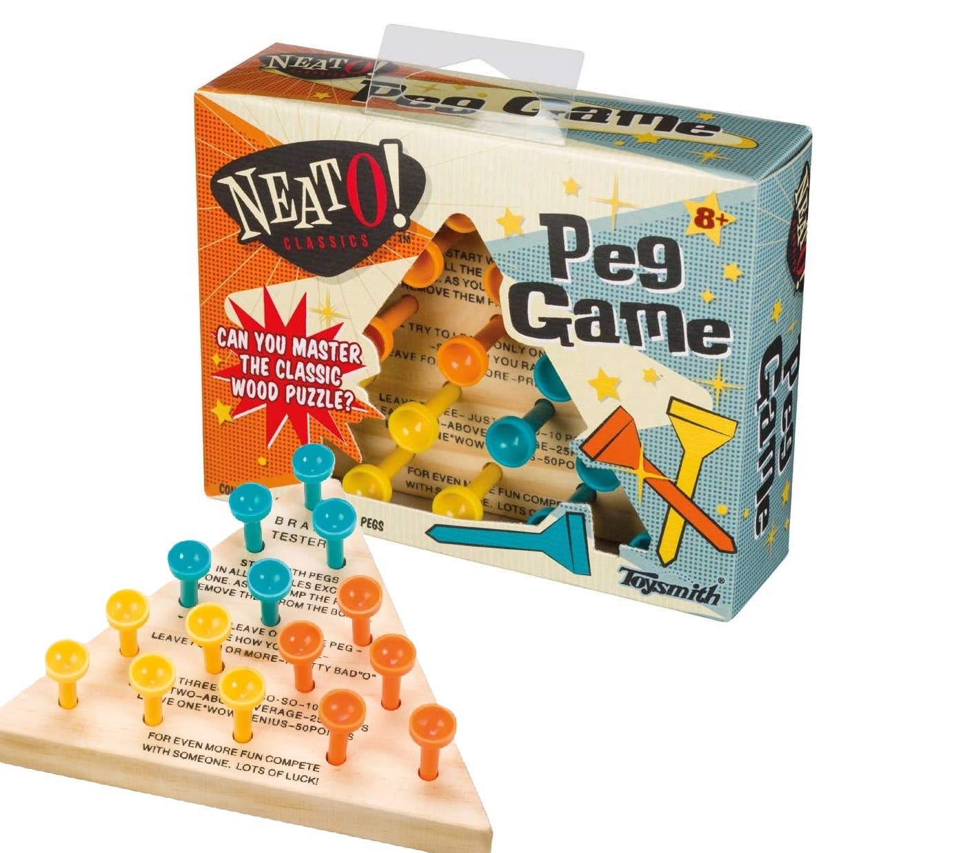 Neato! Classic Wooden Peg Game, Travel Size- Retro Classic