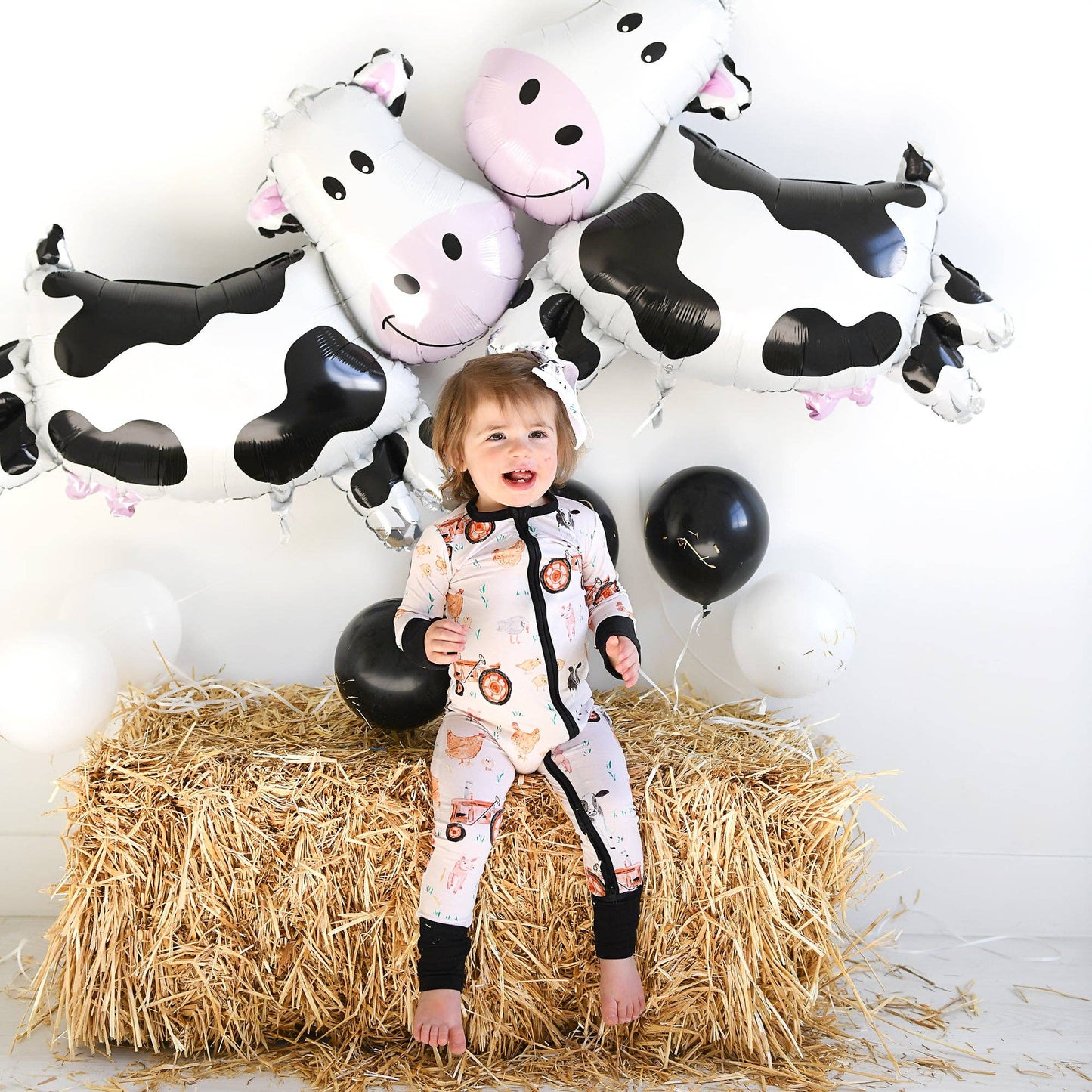 Millie Moo ZIP Bamboo Farm OnePiece 2-Way Zipper Baby Outfit