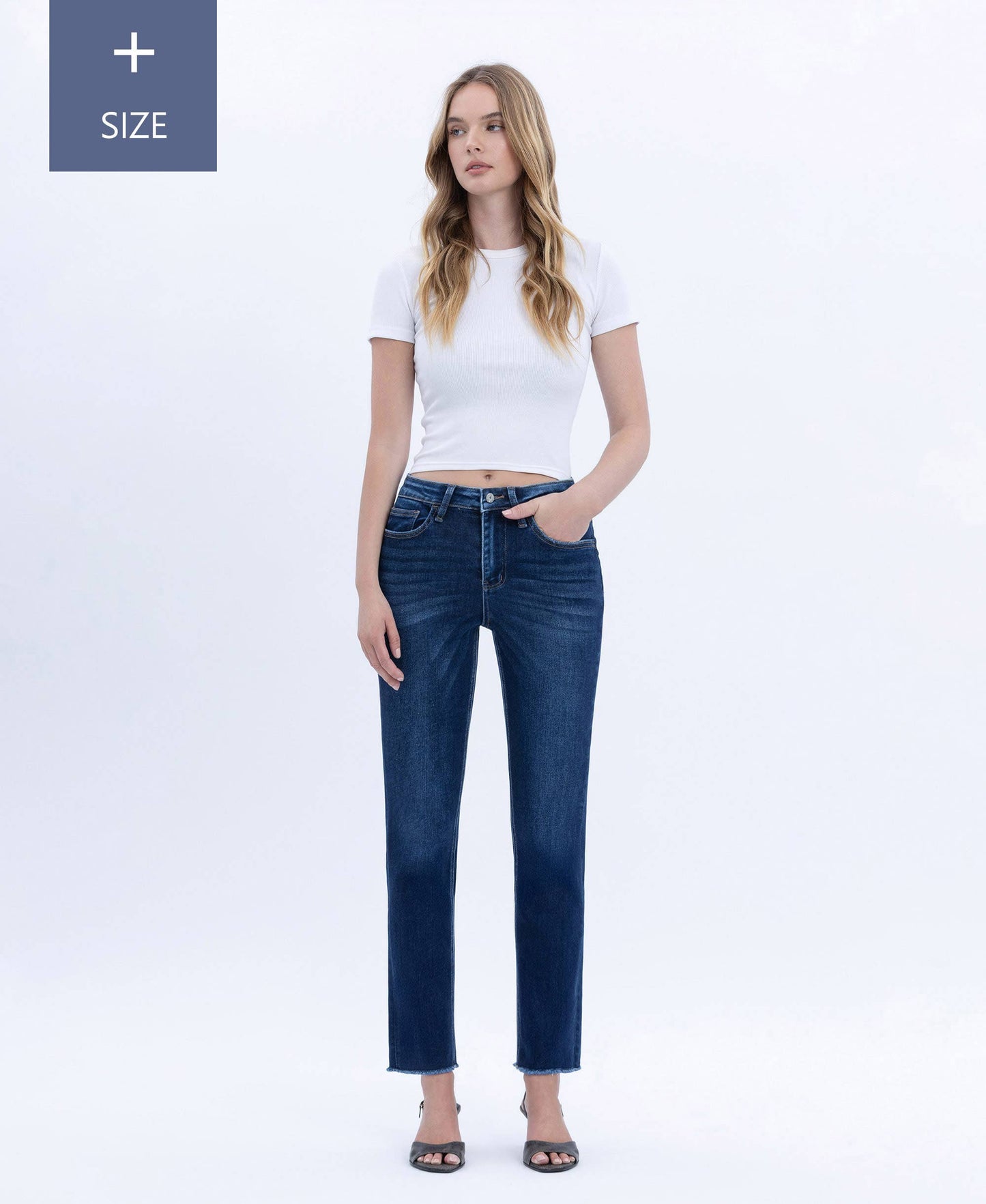 Vervet High Rise Slim Straight Dark Jean Plus