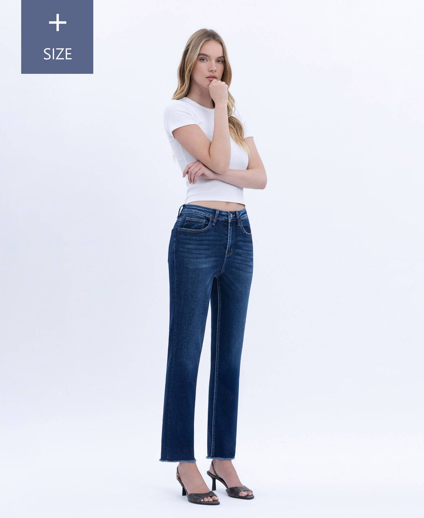 Vervet High Rise Slim Straight Dark Jean Plus