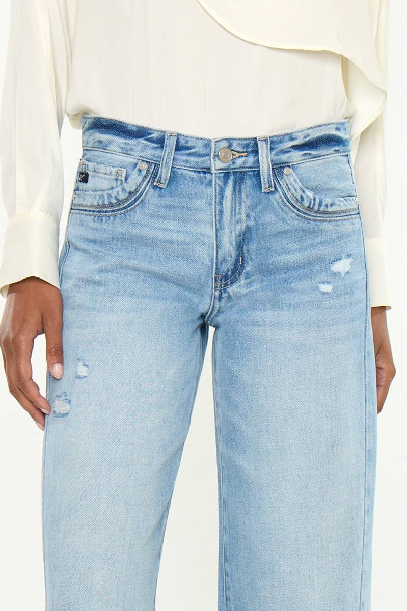 Kan Can Mid Rise Wide Leg Medium light wash