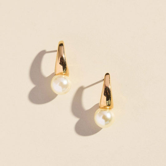Pearl Drop Studs Nickel & Suede