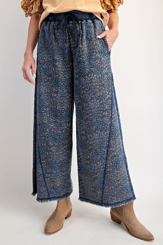 Printed Washed Denim Pants