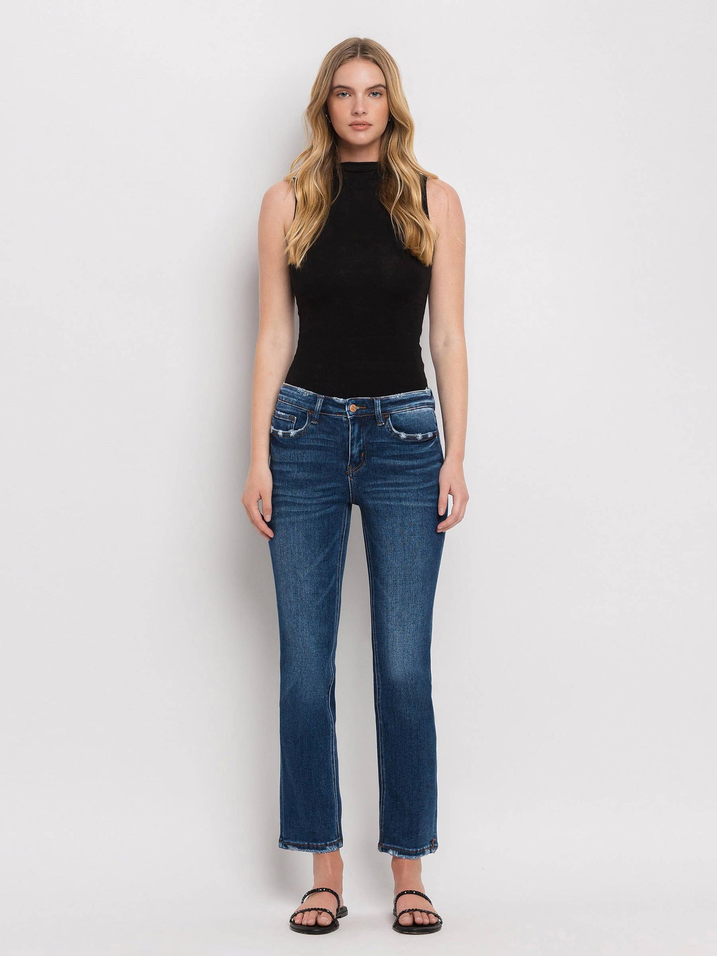 Flying Monkey Mid Rise Ankle Slim Straight Jeans