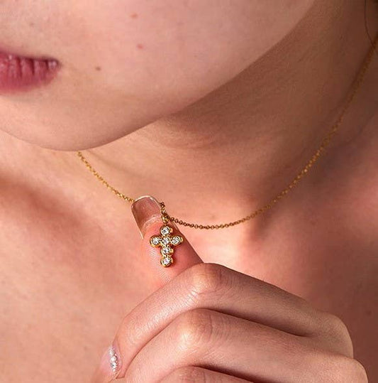 Mini Cross Stone Necklace