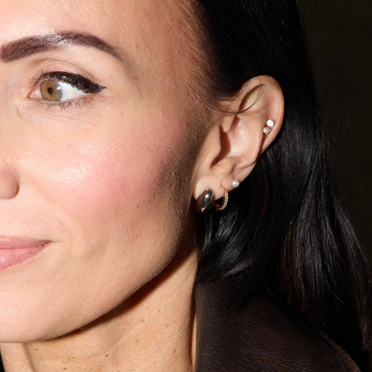 Silver Dome Studs Nickel & Suede