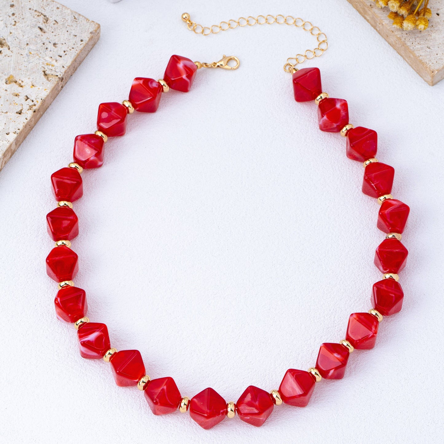 Red Resin Briolette Necklaces