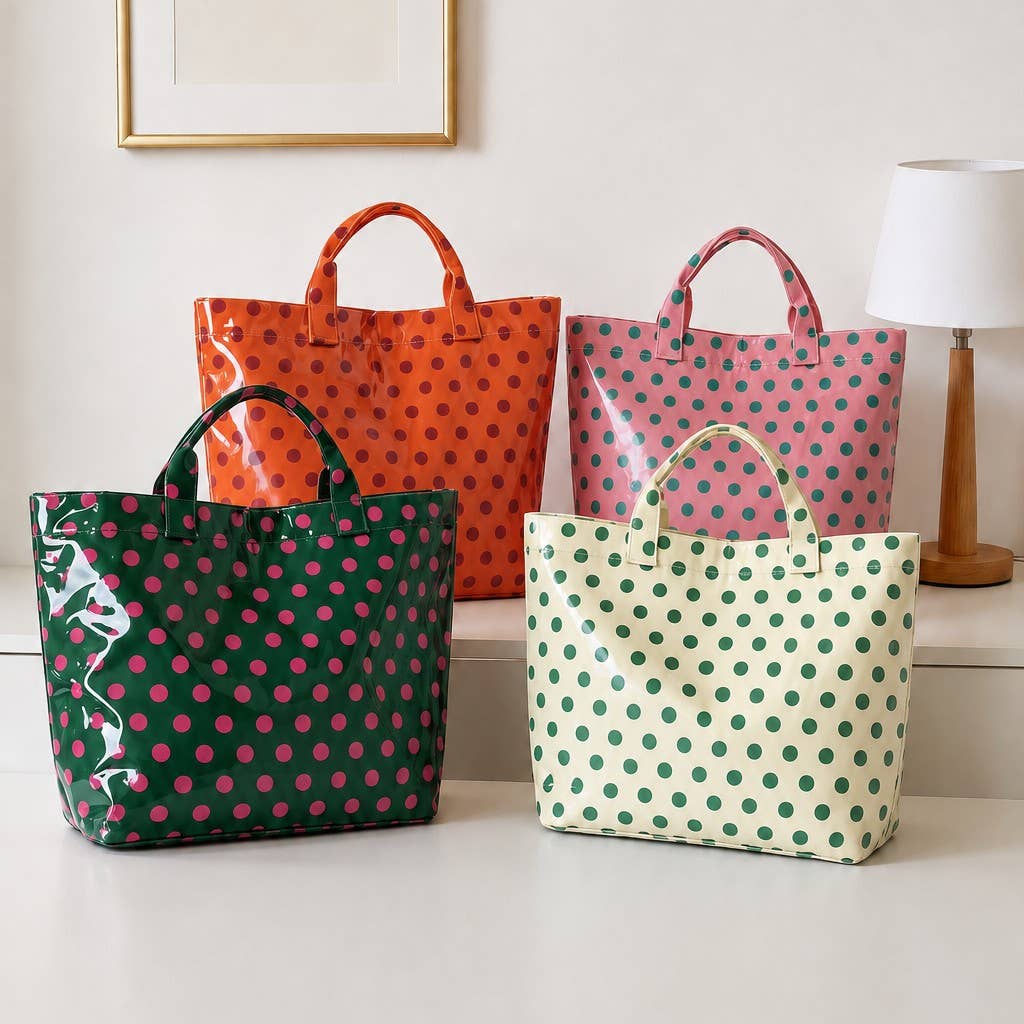 Large Polka Dot Vinyl Tote Bags
