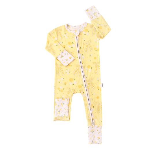 Lola ZIP Bamboo One Piece Floral Baby Outfit