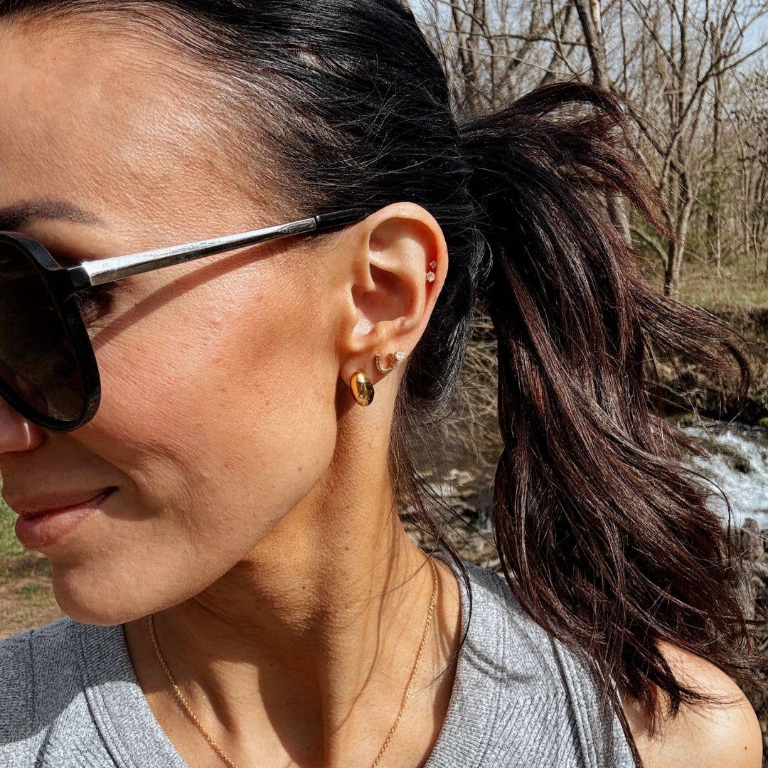 Gold Waterproof Dome Stud Earrings