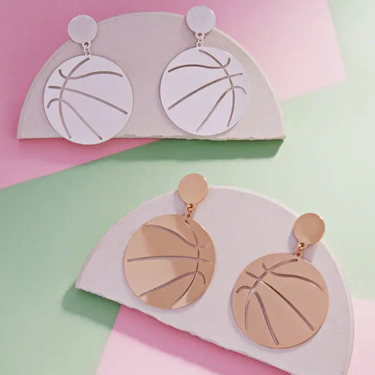 Basketball Shaped Brass Post Earring