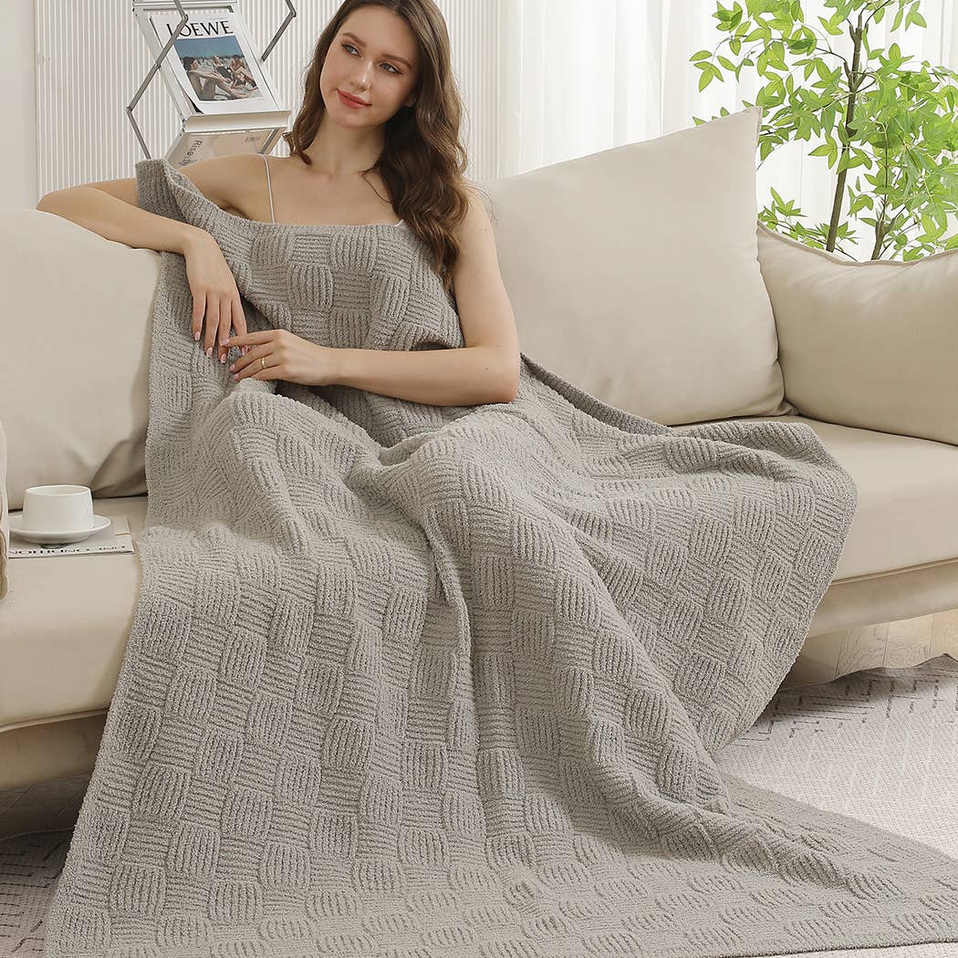 Solid Color Knit Cozy Soft Throw Blanket