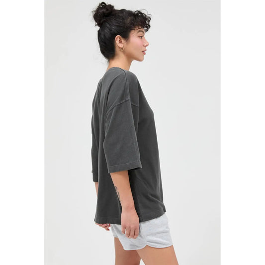 Black Pigment Dye Oversized Half-Sleeve T-Shirt