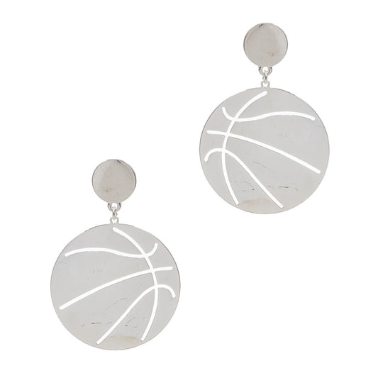 Basketball Shaped Brass Post Earring