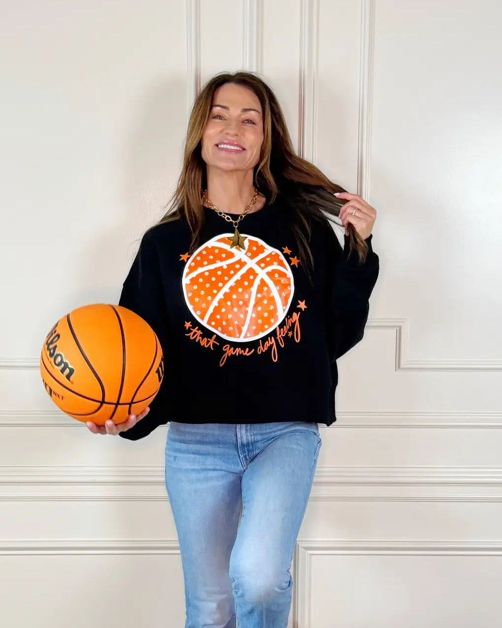 Basketball Game Day Feeling Crop Sweatshirt