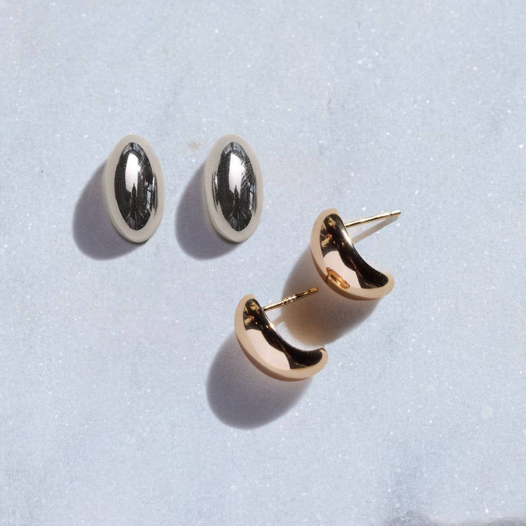 Silver Dome Studs Nickel & Suede