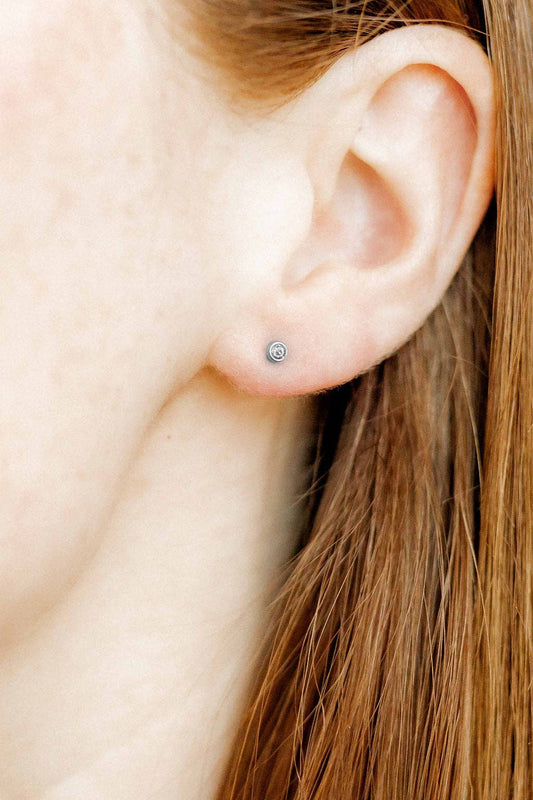 Screwback Stud Earrings - Cooper Clear Silver