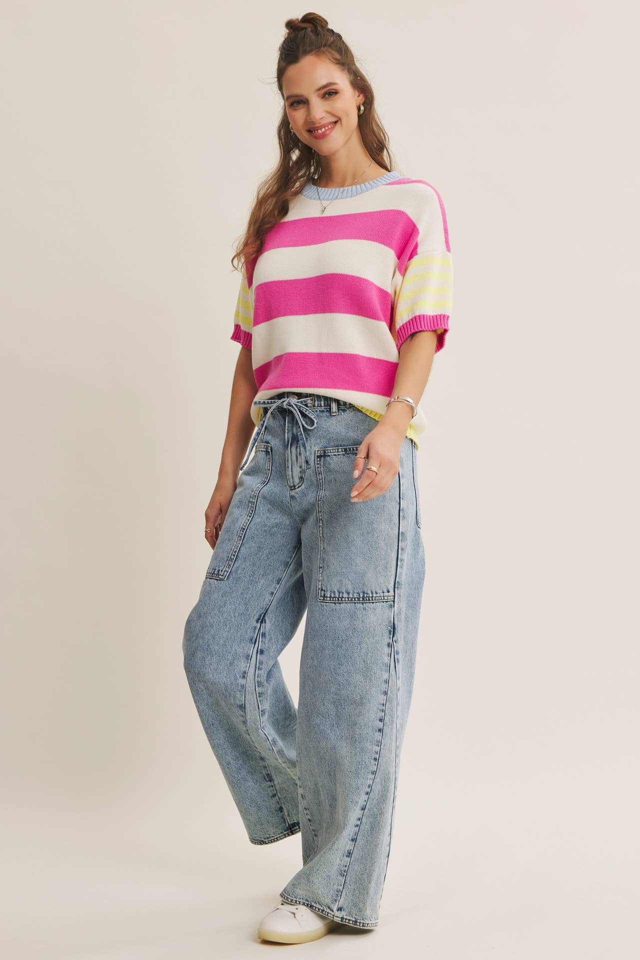 Summer multi stripe sweater top