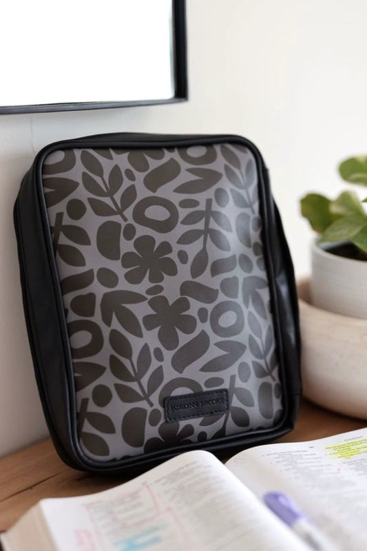 Bible Cover- Faith First Floral (Black/Grey)