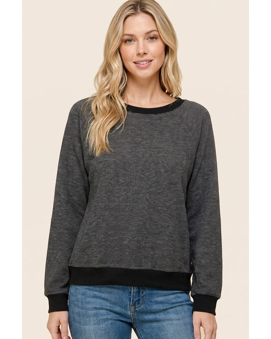 Black Pinstriped Techno Top