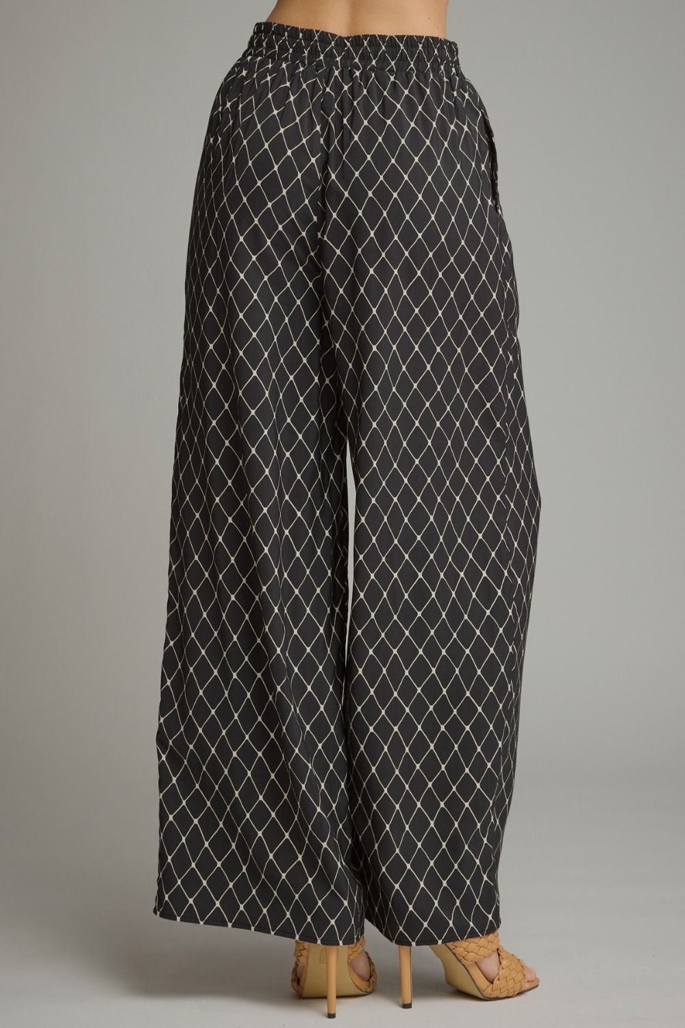 Black Geometric Wide Leg Pant