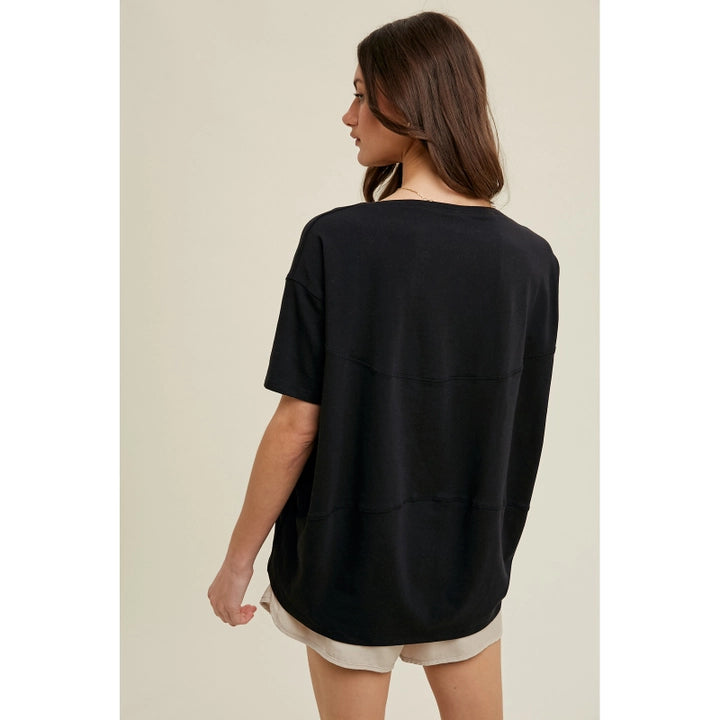 Black Dolman Boat Neck Knit Top